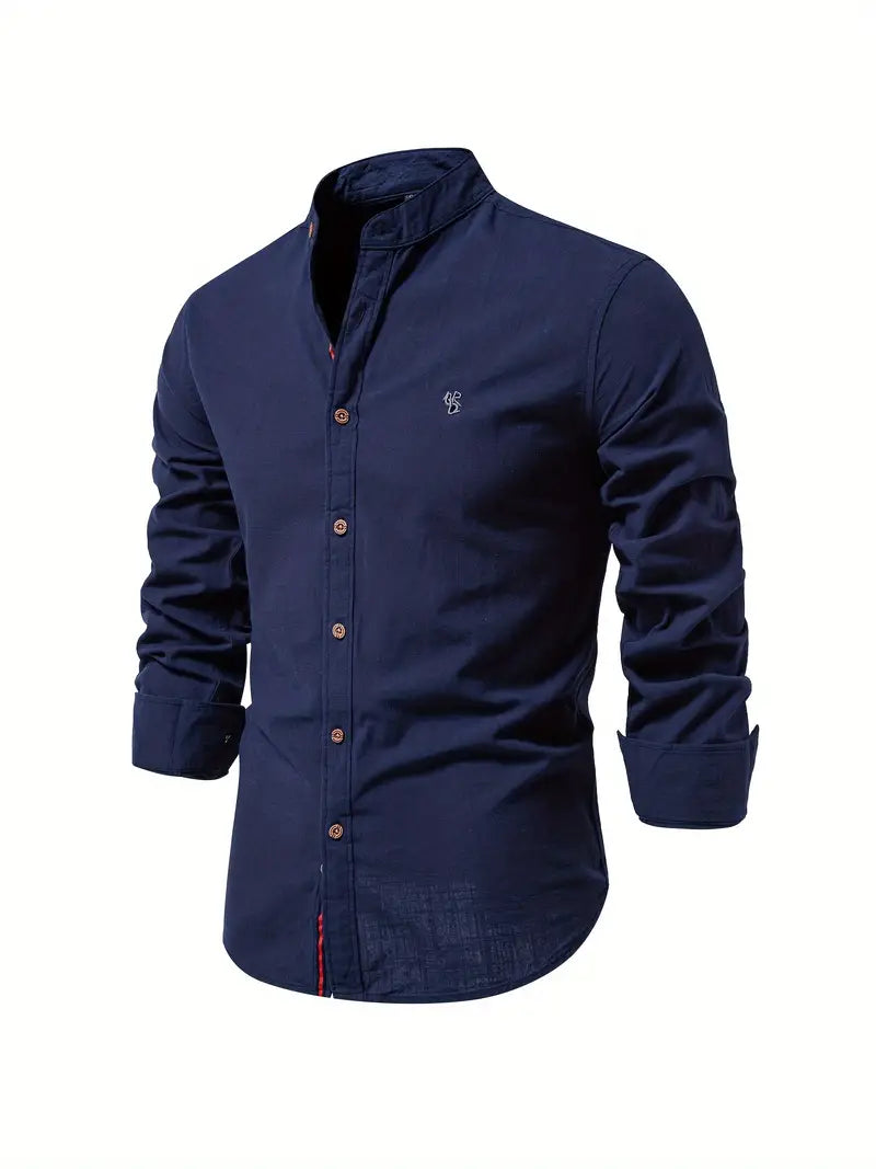 Stylish Shirt Men's Long Sleeve Stand Collar