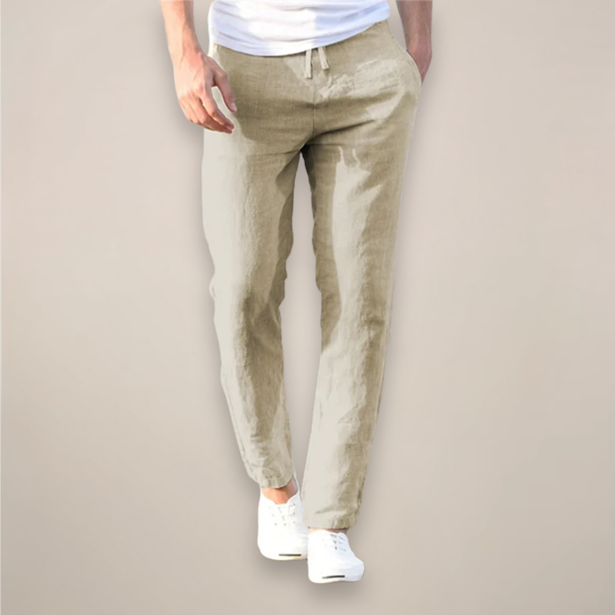 Men's Lightweight Tapered Linen Trousers