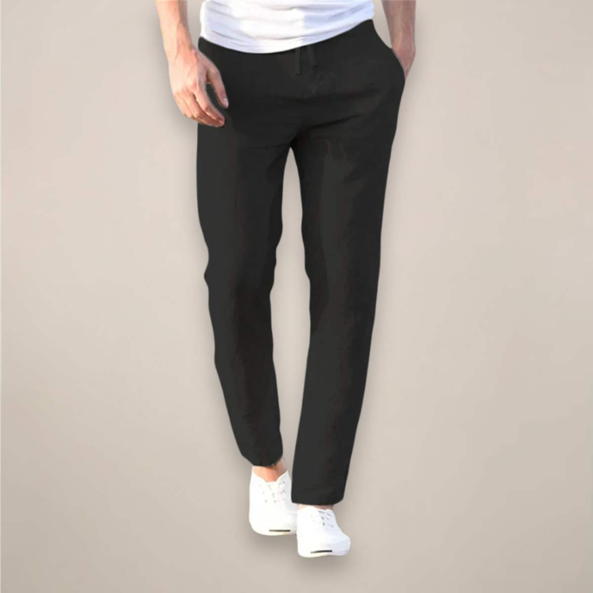 Men's Lightweight Tapered Linen Trousers