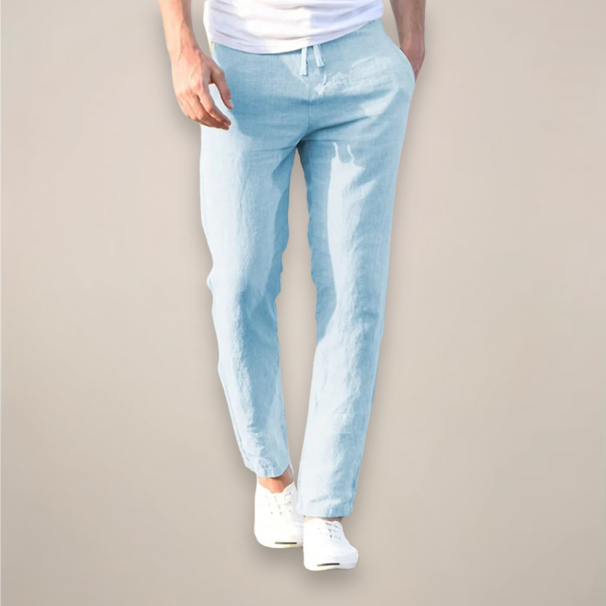 Men's Lightweight Tapered Linen Trousers