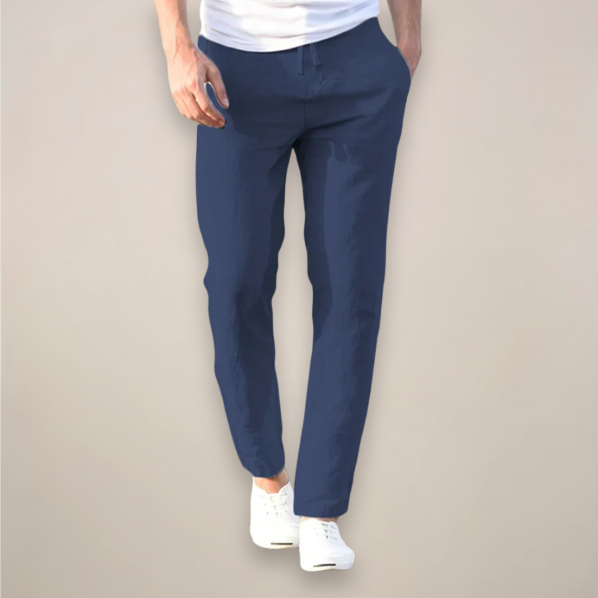 Men's Lightweight Tapered Linen Trousers