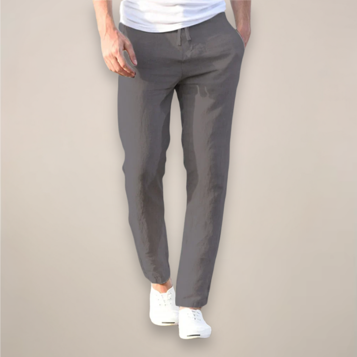 Men's Lightweight Tapered Linen Trousers