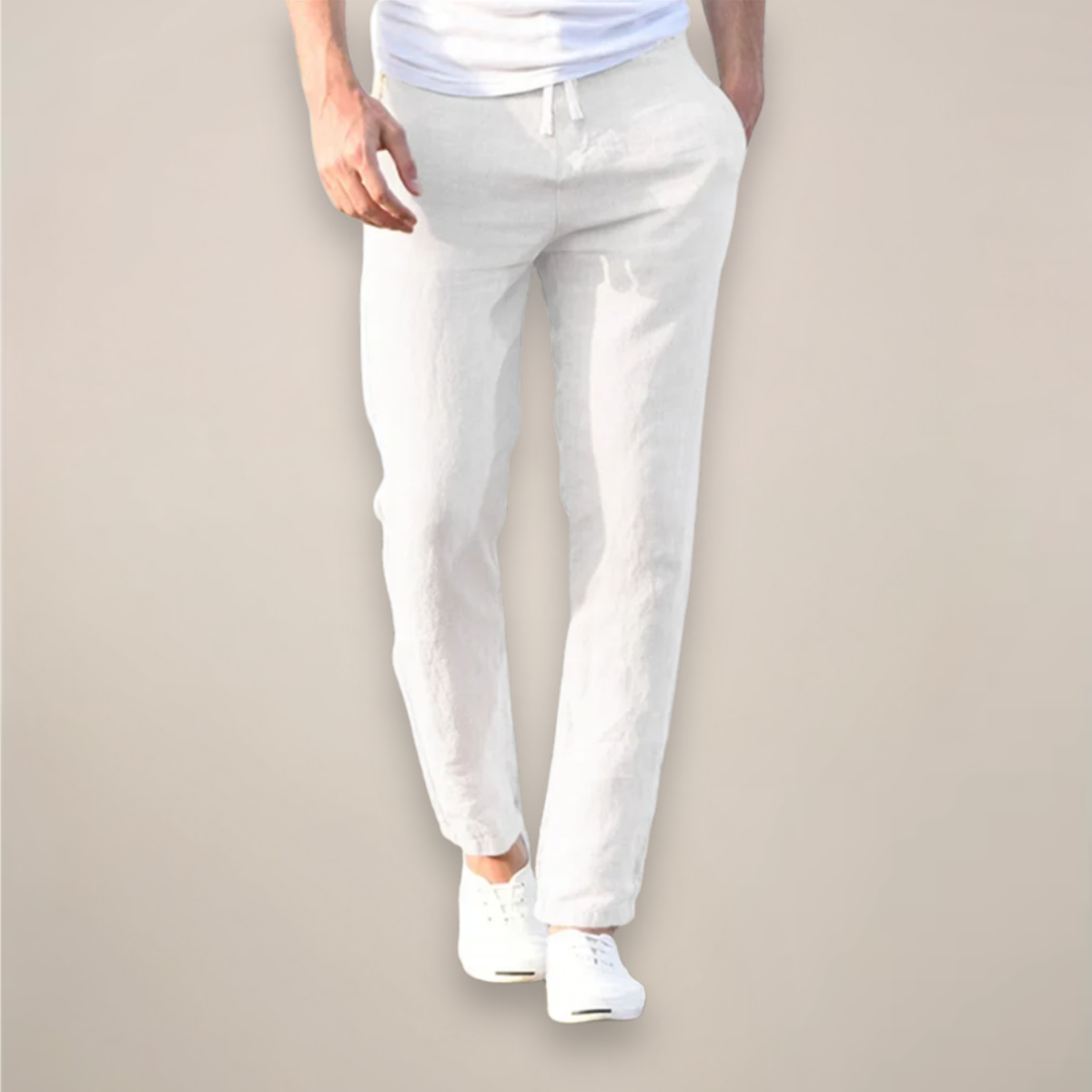 Men's Lightweight Tapered Linen Trousers