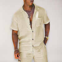 Men's Short Sleeve Linen Two-Piece Set