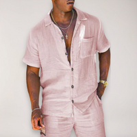 Men's Short Sleeve Linen Two-Piece Set