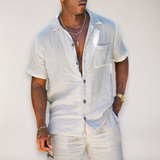 Men's Short Sleeve Linen Two-Piece Set