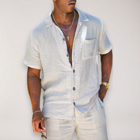 Men's Short Sleeve Linen Two-Piece Set