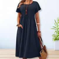 Women's Relaxed Boho Midi Dress | Short Sleeve