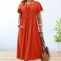 Women's Relaxed Boho Midi Dress | Short Sleeve