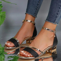 Block Heel Sandals | Women's Ankle Strap - front
