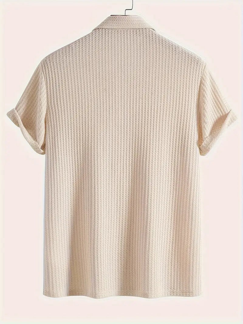 Casual Textured Short Sleeve Polo Shirt - close-up