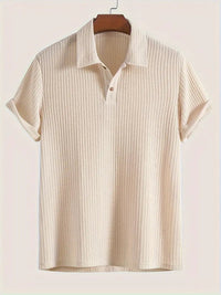 Casual Textured Short Sleeve Polo Shirt - front