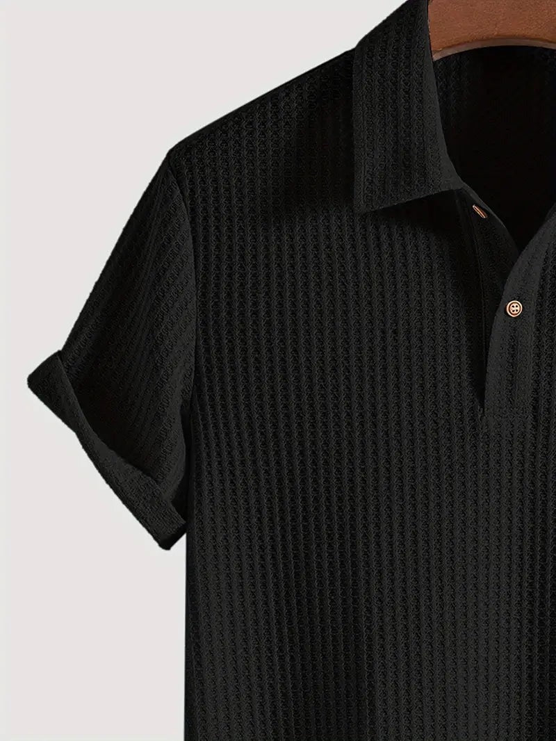 Casual Textured Short Sleeve Polo Shirt - lifestyle