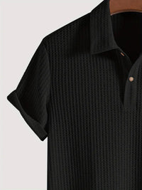 Casual Textured Short Sleeve Polo Shirt - lifestyle