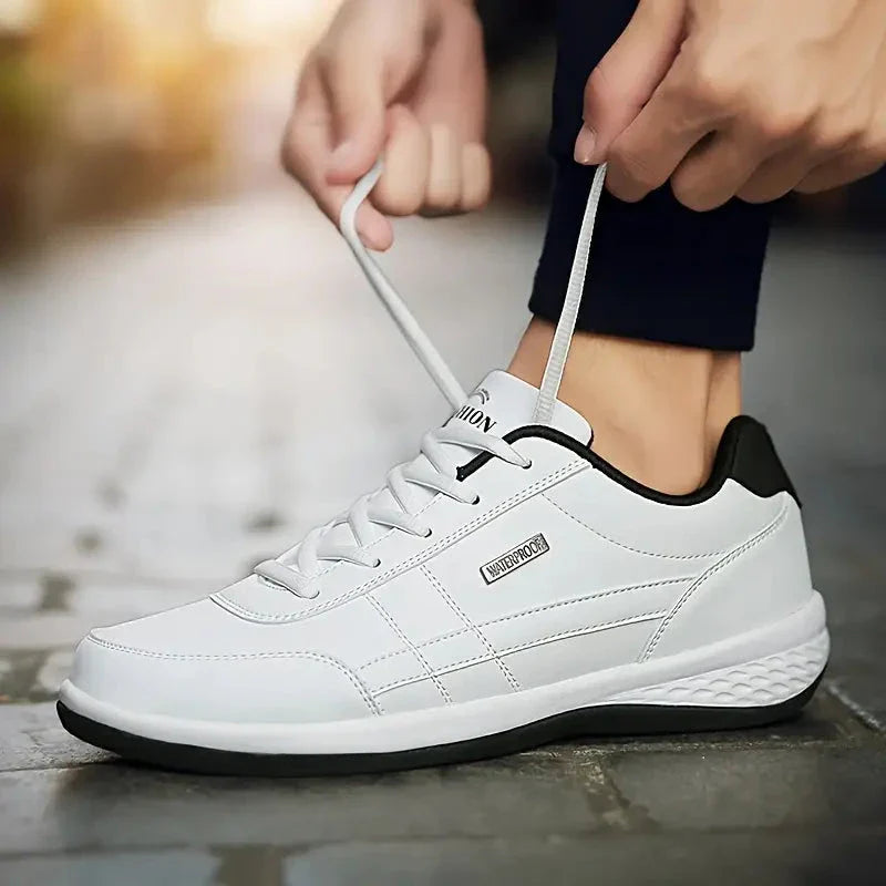Low Top Lace Up Leather Sneakers