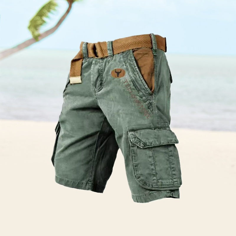 Comfort Cargo Shorts Belted Multi Pocket - side