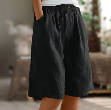 Comfort Knee-Length Waist Shorts for Women - look