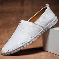 Comfort Leather Loafers Slip On Stitched - back