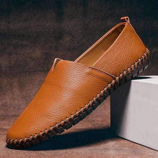 Comfort Leather Loafers Slip On Stitched - front