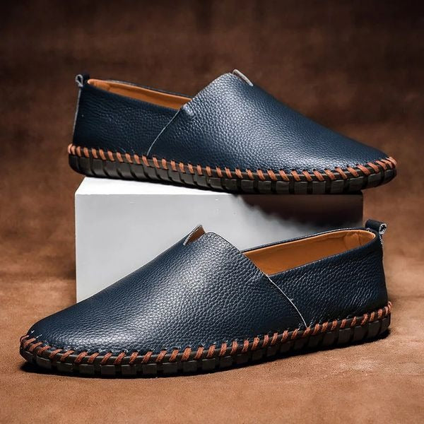 Comfort Leather Loafers Slip On Stitched - hero