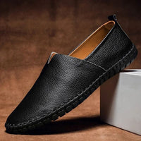 Comfort Leather Loafers Slip On Stitched - side