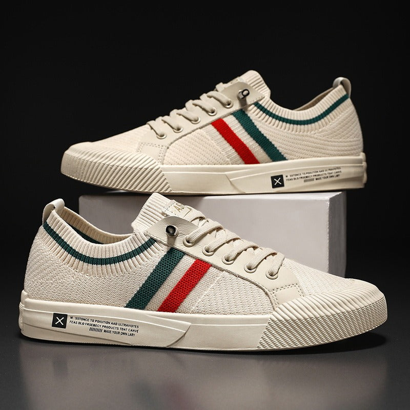 Comfort Sneakers | Knit Stripe Lace Up - front