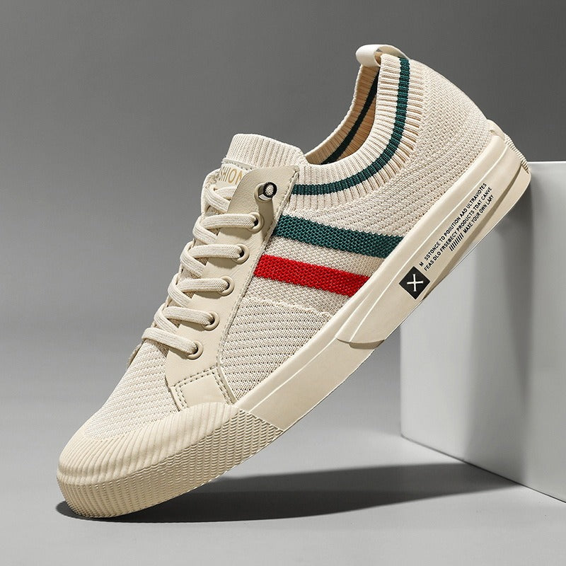 Comfort Sneakers | Knit Stripe Lace Up - hero