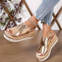 Comfort Wedge Sandals | Metallic Slingback - back