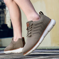 Comfortable Knit Lace-Up Sneakers - angle