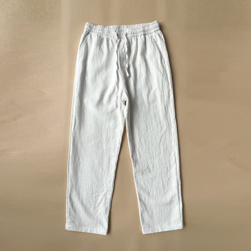 Comfortable Linen Trousers Elastic Waist Drawstring - hero
