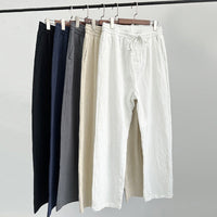 Comfortable Linen Trousers Elastic Waist Drawstring - lifestyle