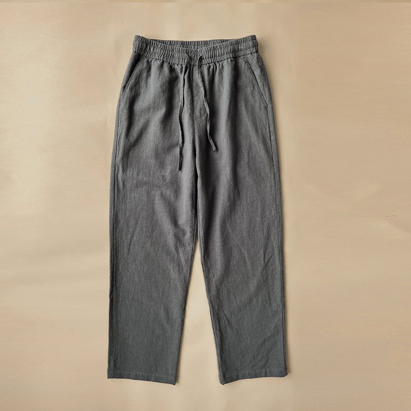 Comfortable Linen Trousers Elastic Waist Drawstring - side