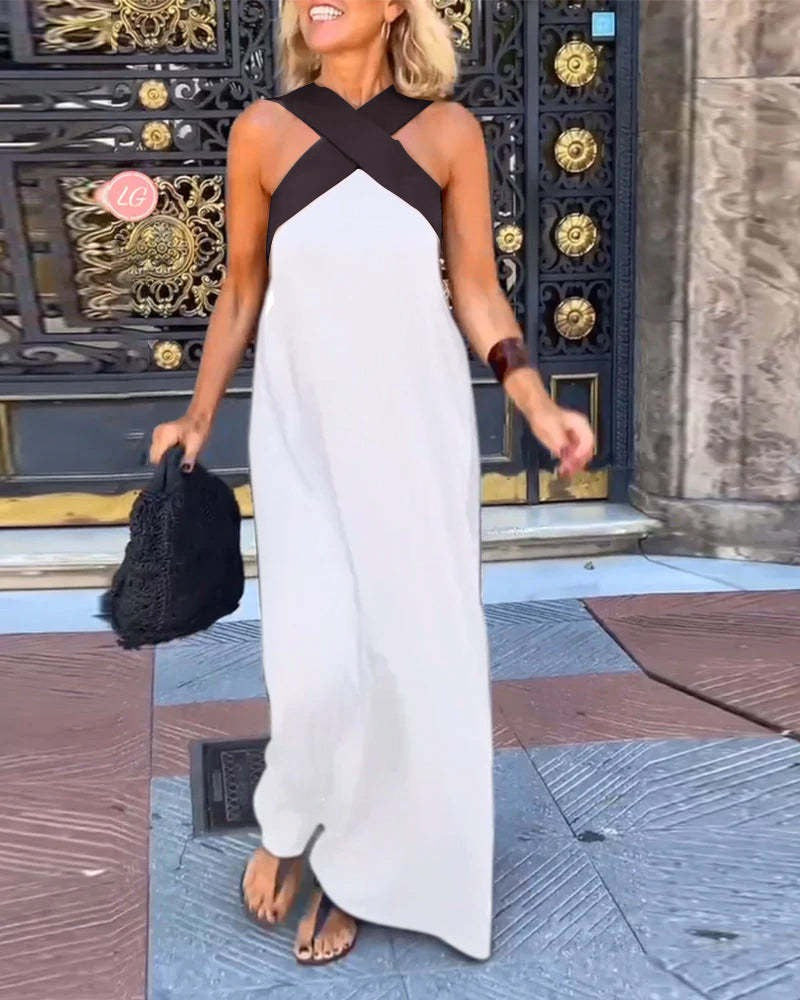 Cross Halter Neck Sleeveless Dress - lifestyle