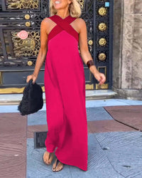 Cross Halter Neck Sleeveless Dress - look