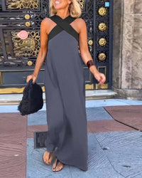 Cross Halter Neck Sleeveless Dress - look