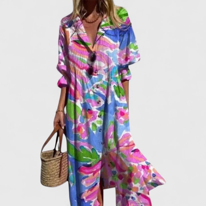 Elegant Boho Maxi Dress | Women's Floral - side