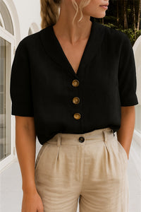 Elegant Button-Front Blouse for Women - back