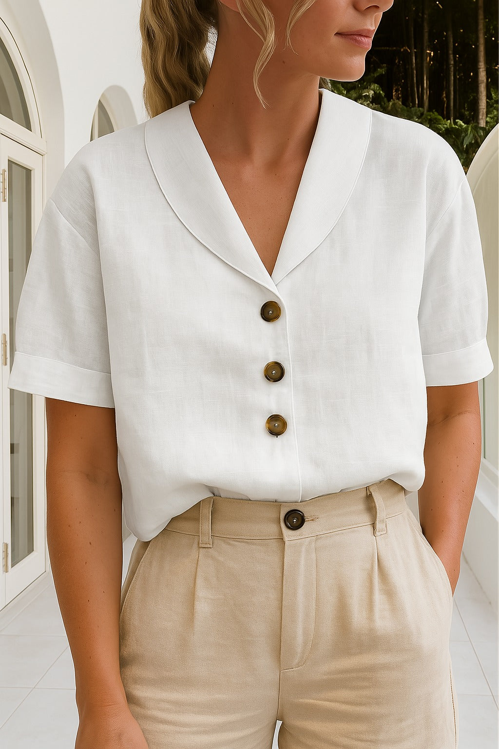 Elegant Button-Front Blouse for Women - hero