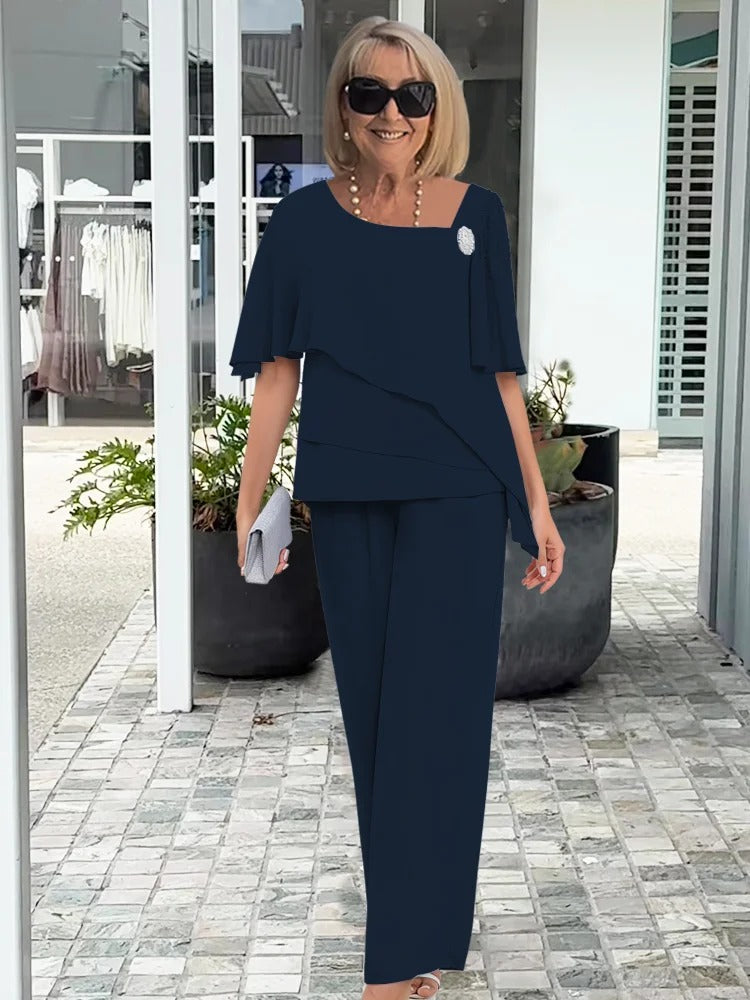 Elegant Co-Ord Set | Asymmetric Wide Leg - front