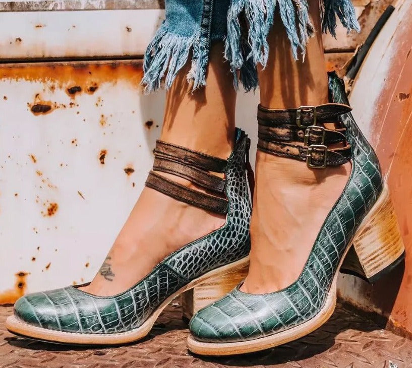 Elegant Comfortable Sandals | Cut Out Block Heel - lifestyle
