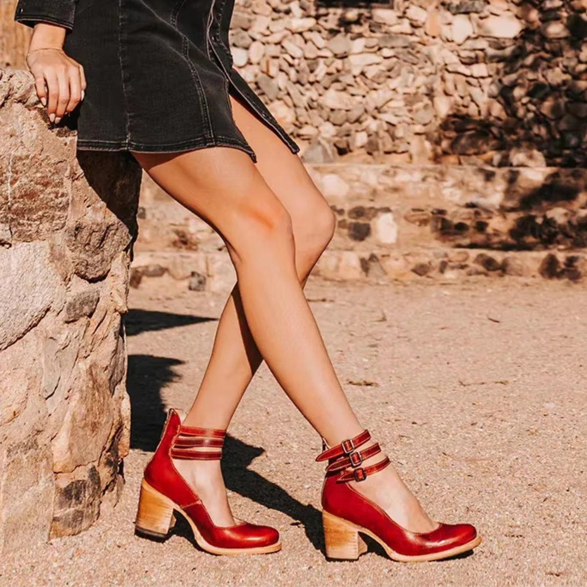 Elegant Comfortable Sandals | Cut Out Block Heel - look