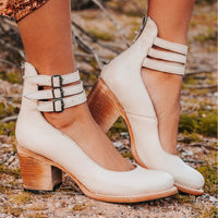 Elegant Comfortable Sandals | Cut Out Block Heel - side