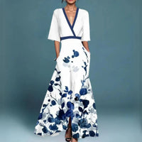 Elegant Floral V Neck Maxi Dress | Women's - front