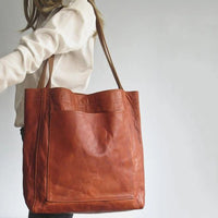 Elegant Leather Tote Bag | Top Handle - side