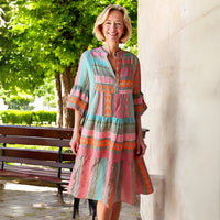Elegant Spring Boho Mini Dress | 3/4 Sleeve - lifestyle