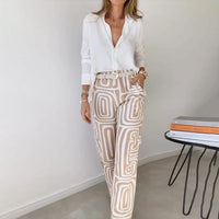 Elegant Two-Piece Set | Wide Leg Printed - detail
