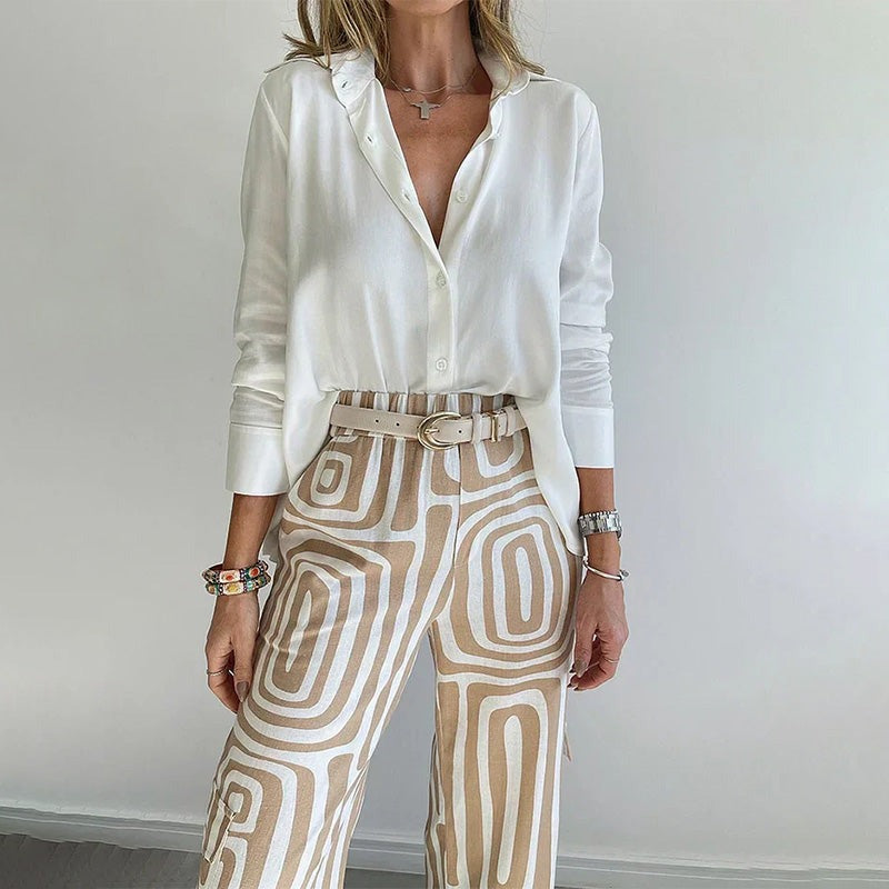 Elegant Two-Piece Set | Wide Leg Printed - lifestyle
