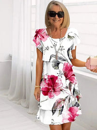 Floral Pleated Dress | Women's Short Sleeve - hero