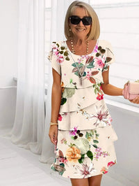 Floral Pleated Dress | Women's Short Sleeve - side