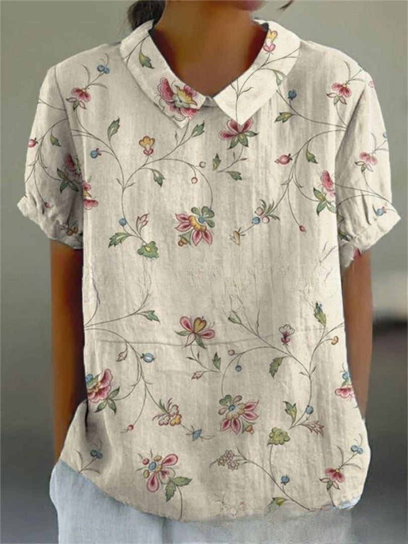 Floral Shirt | Women's Floral Short Sleeve Blouse - back